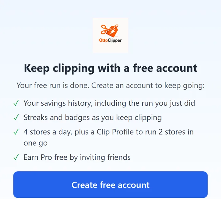 After the first store: Keep clipping with a free account