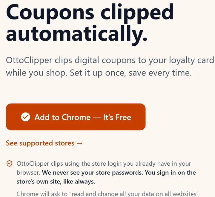 OttoClipper clips using the store login you already have in your browser