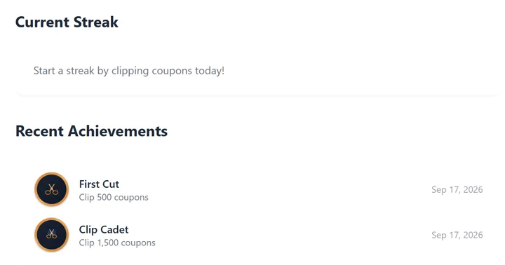 Current streak on the Savings page